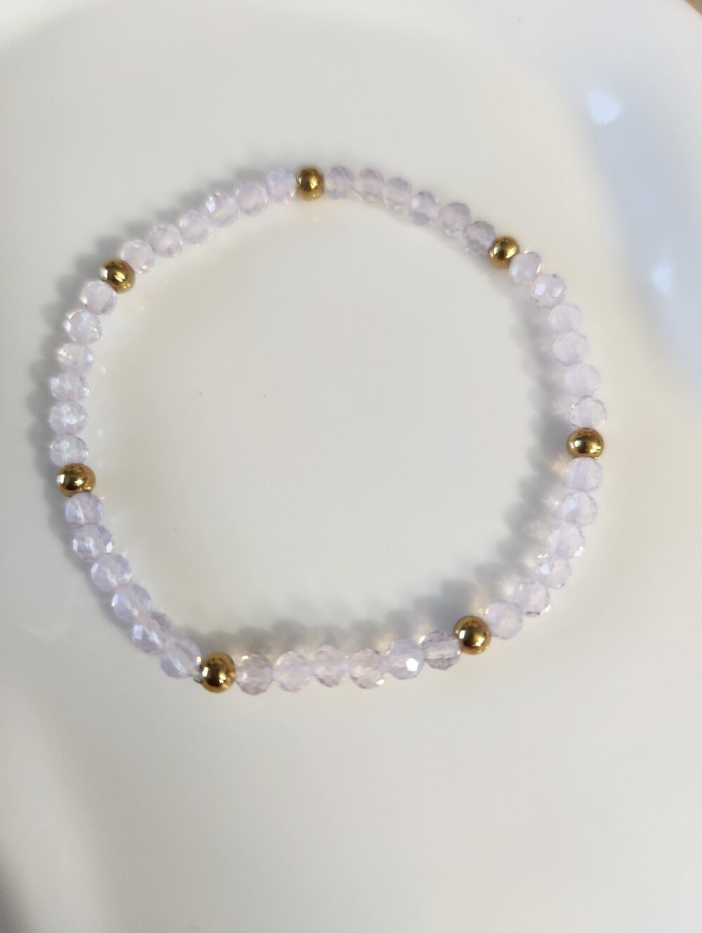Handmade Faceted Pink Opalite Beaded Bracelet